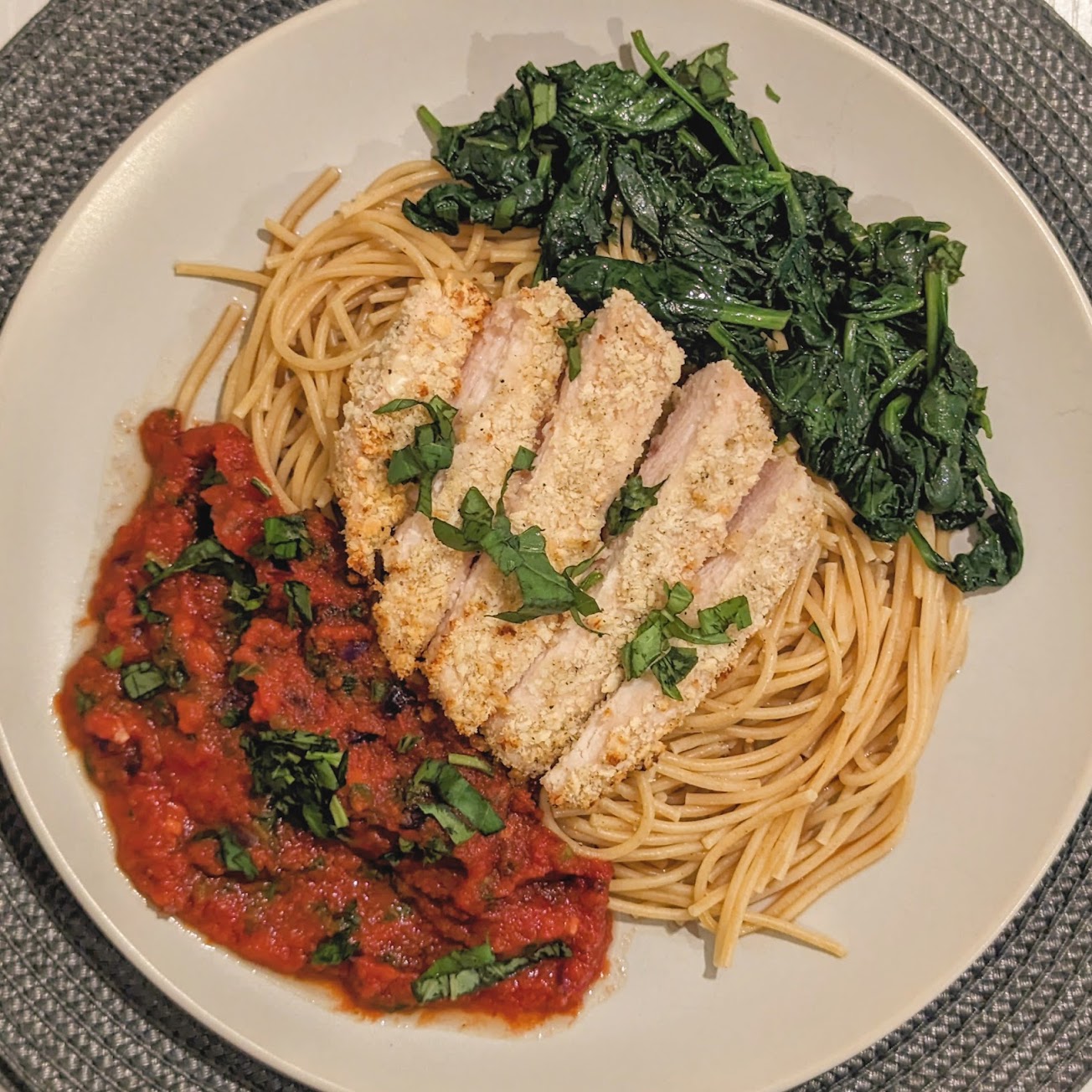 Lemony Chicken Milanese Spaghetti